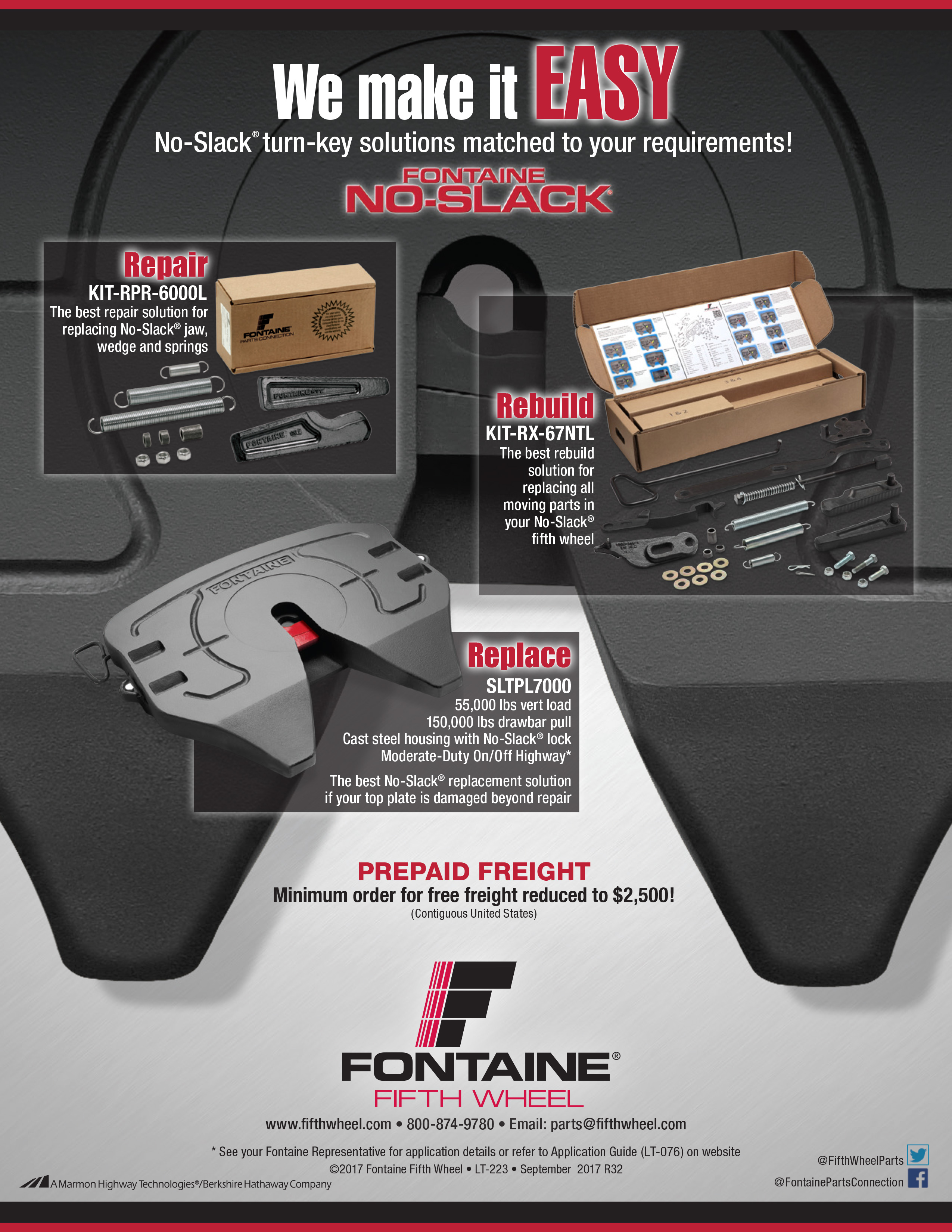 Fontaine Fifth Wheel -- Heavy Duty and Weight Savings No-Slack Fifth Wheels